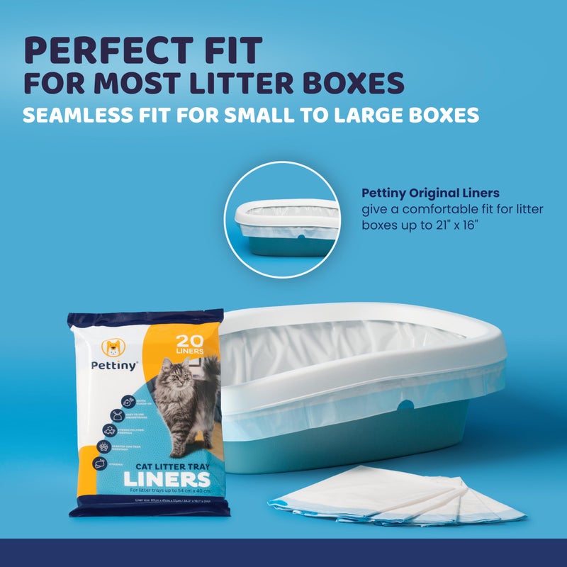 Pettiny 20 Cat Litter Box Liners with Drawstrings - Scratch Resistant Cat Litter Bags for a Medium and Large Litter Pan - Image 3
